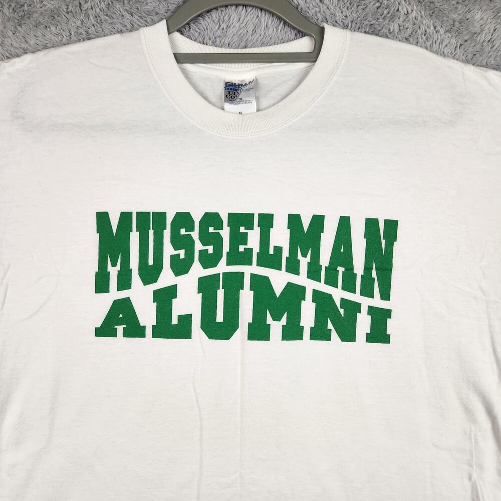 Vintage Musselman Alumni Shirt Mens XL White College Alumni Graphic School Y2k